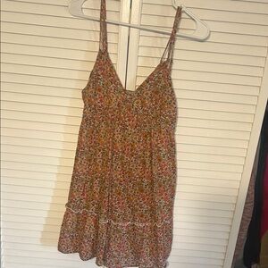 wild fable rust floral midi dress with pink accents